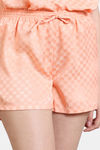 Zivame Checkered Sheen Woven Shorts Set - Pink Sand — thumbnail 6